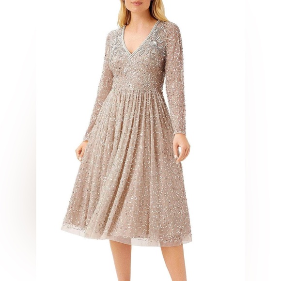 Aidan Mattox Silver Sequin Kids Dress - Picture 1 of 10